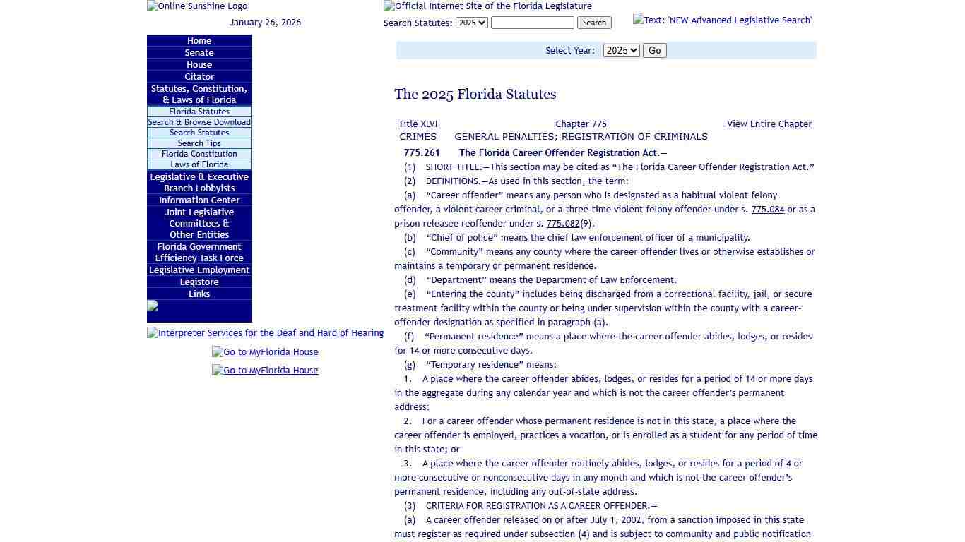 Statutes & Constitution :View Statutes : Online Sunshine